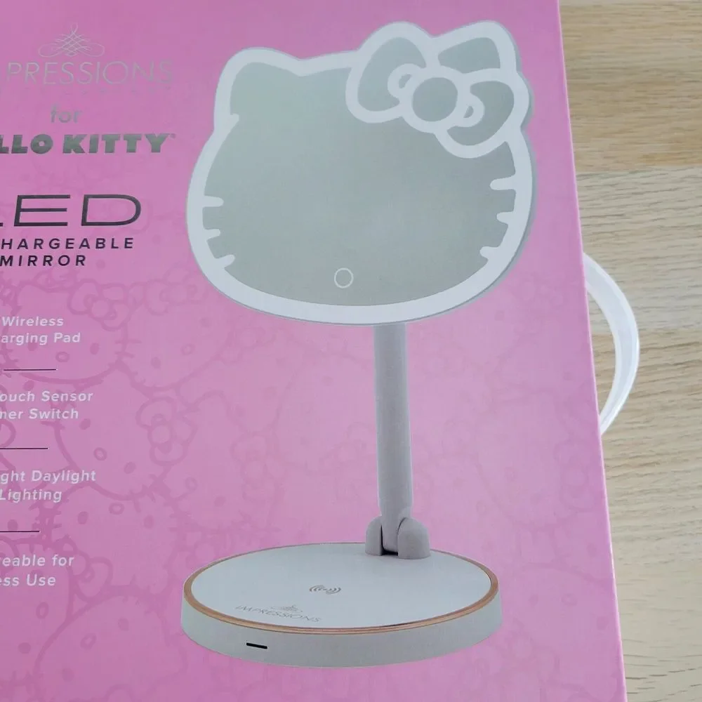 Impressions Vanity Hello Kitty Tabletop Mount LED Rechargeable Makeup Mirror NEW